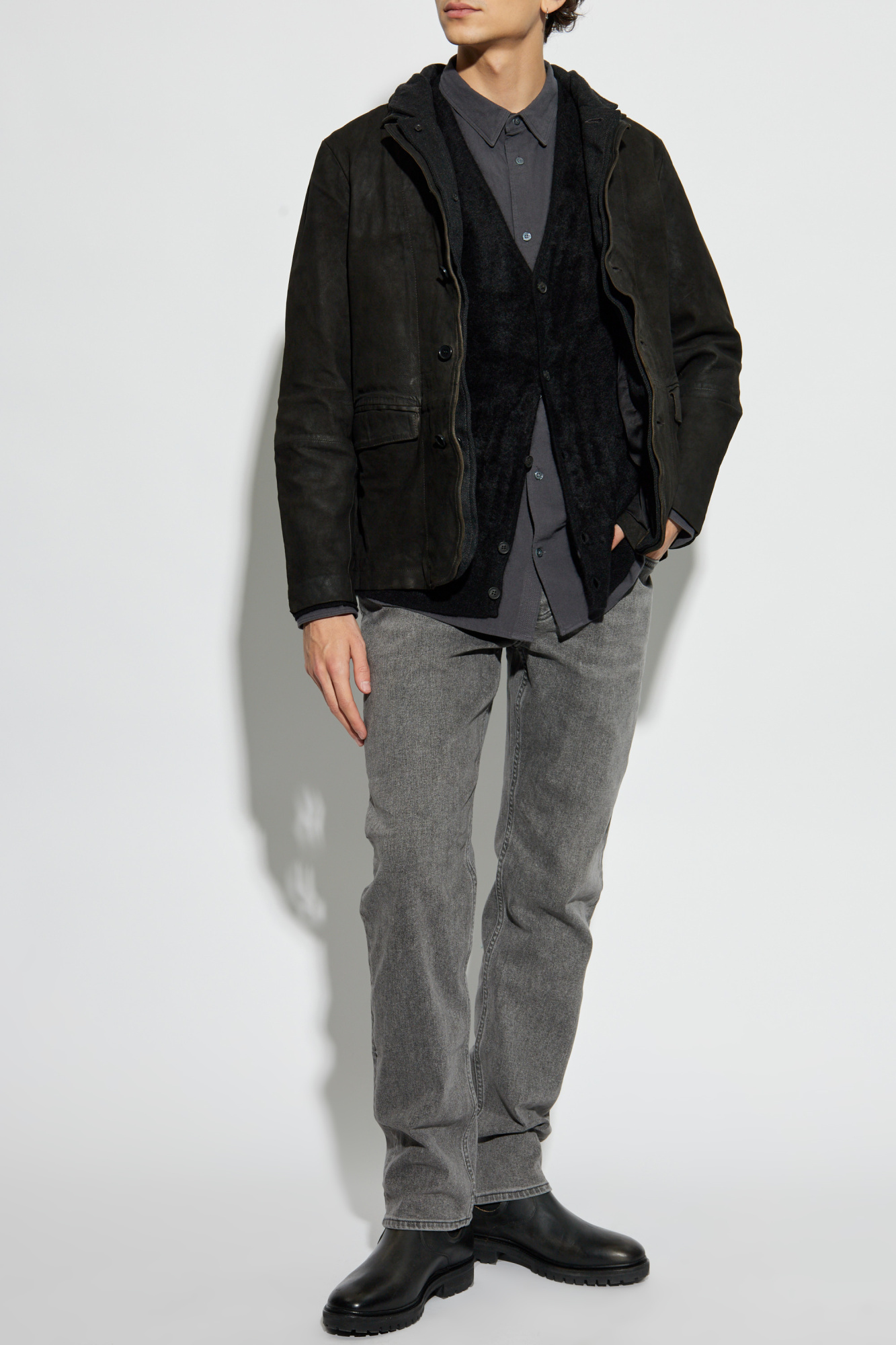 Old Euro Gray Suede Double-Zip Blouson ジャケット・アウター